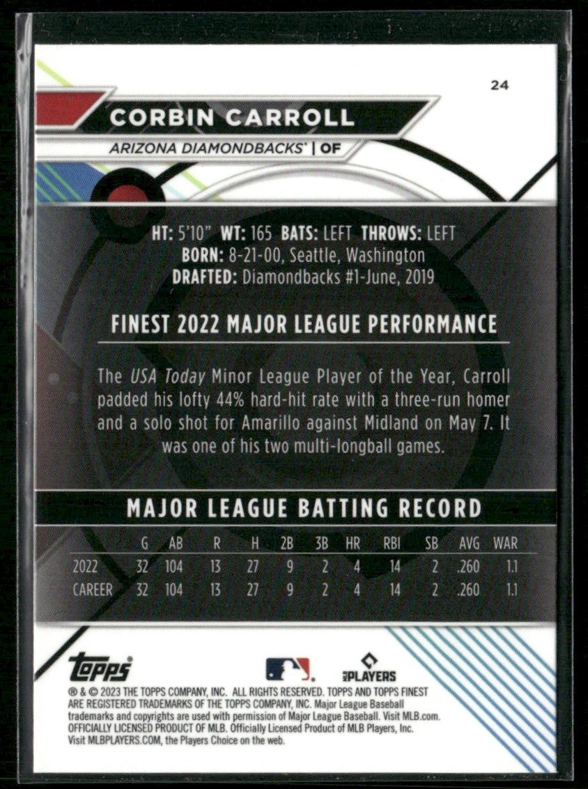 Corbin Carroll 2023 Topps Finest RC #24 Arizona Diamondbacks