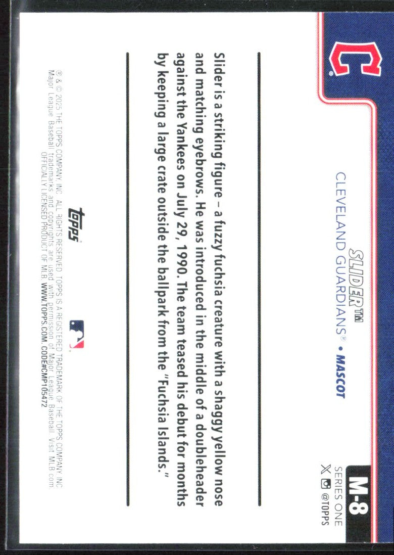 Slider 2025 Topps Mascots #M-8 Cleveland Guardians