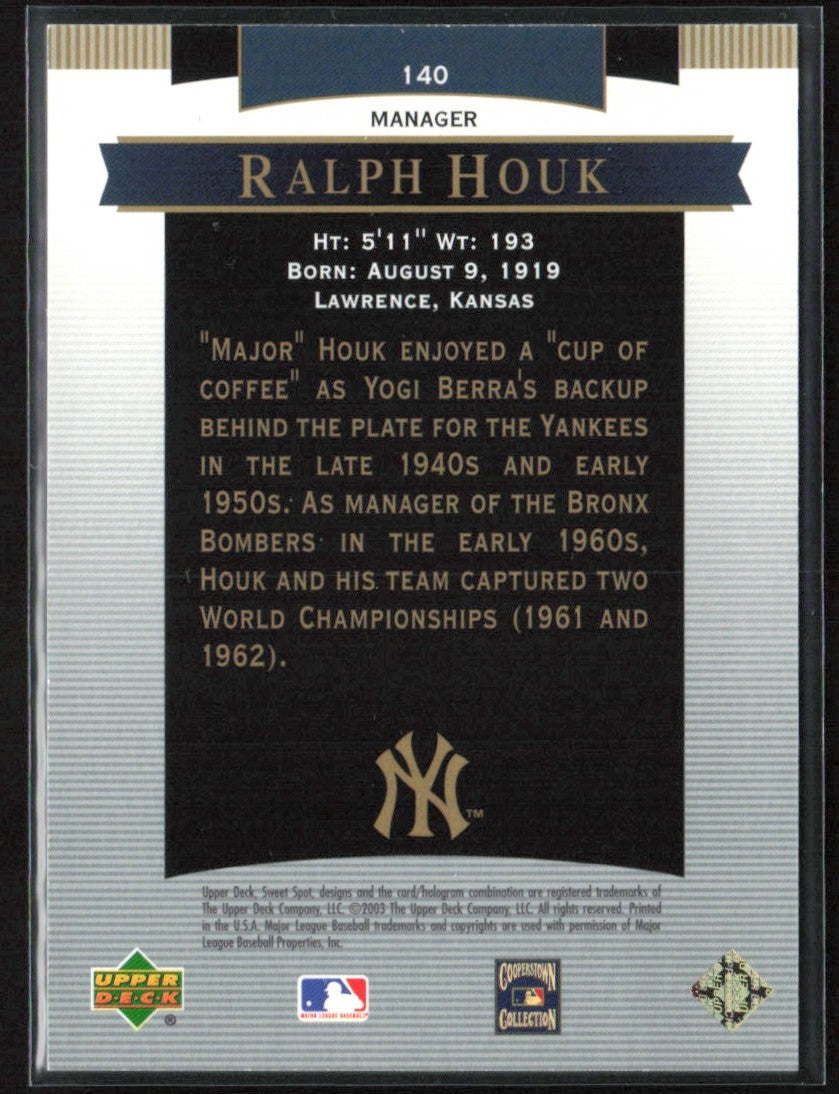 Ralph Houk 2003 Upper Deck Sweet Spot Classic /1500 #140 New York Yankees