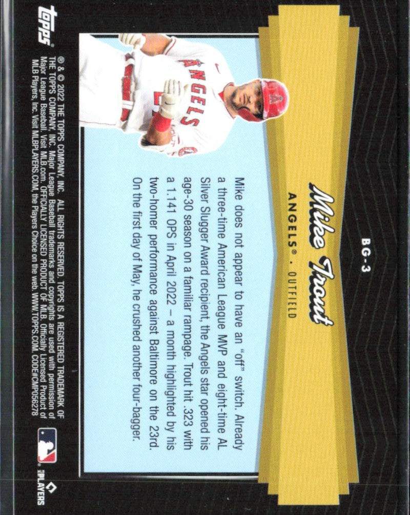 Mike Trout 2022 Topps Update Black Gold #BG-3 Los Angeles Angels