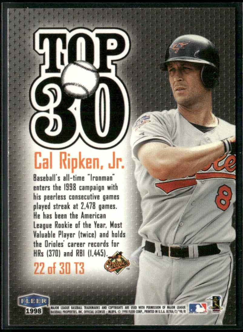 Cal Ripken Jr. 1998 Fleer Ultra Top 30 #22 Baltimore Orioles