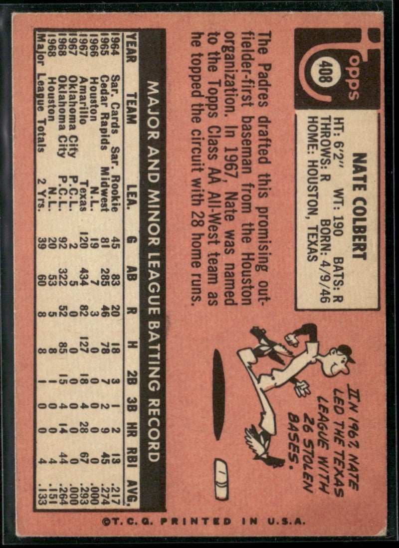 Nate Colbert 1969 Topps #408 San Diego Padres