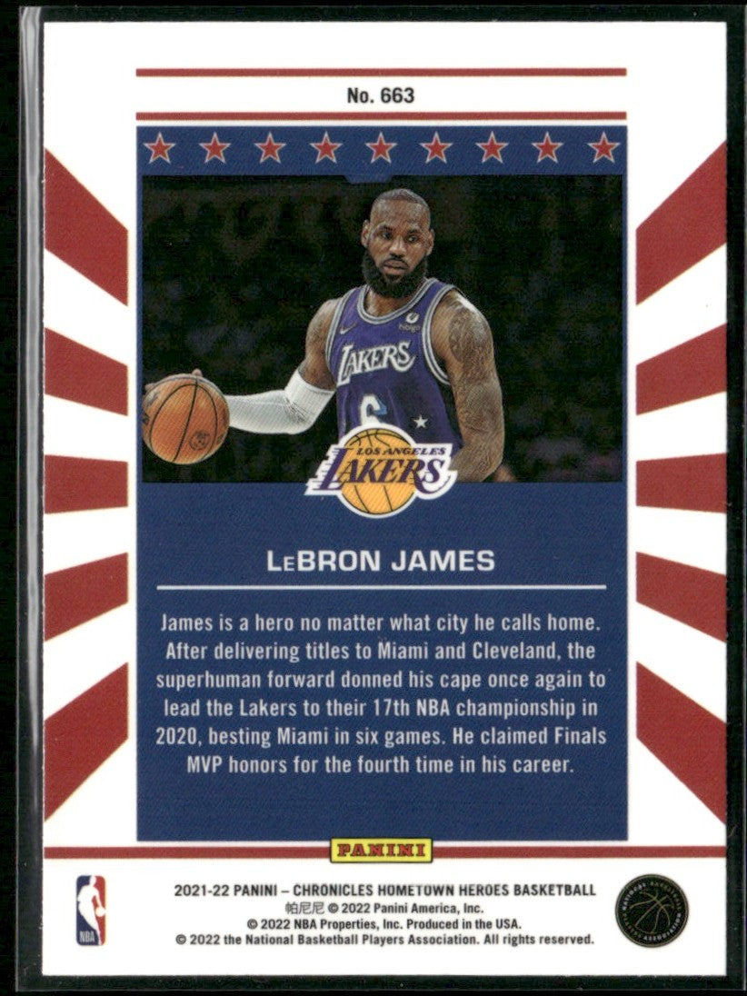LeBron James 2021 Panini Chronicles Hometown Heroes #663 Los Angeles Lakers