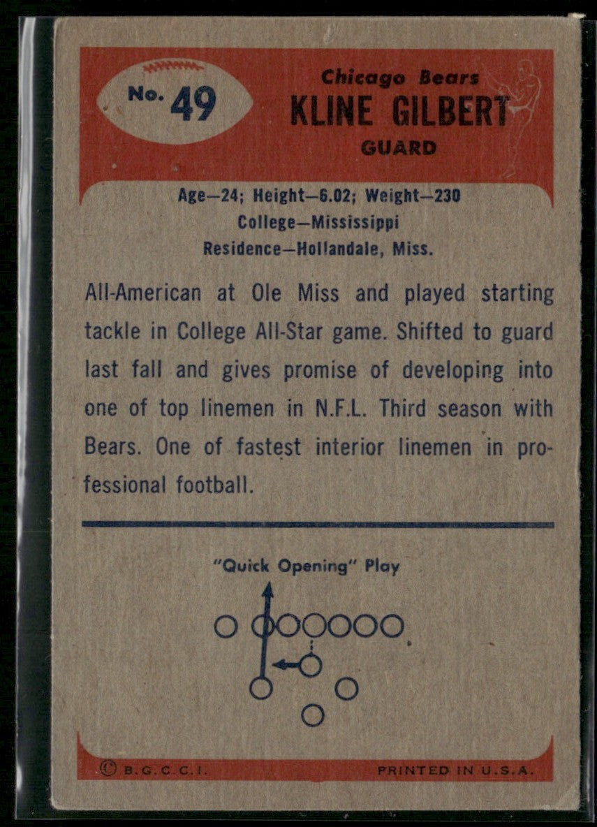 Kline Gilbert 1955 Bowman #49 Chicago Bears