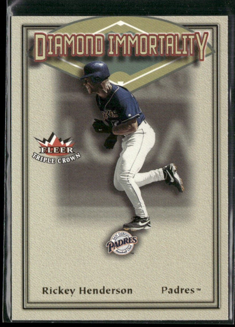 Rickey Henderson 2002 Fleer Triple Crown Diamond Immortality #3 San Diego Padres