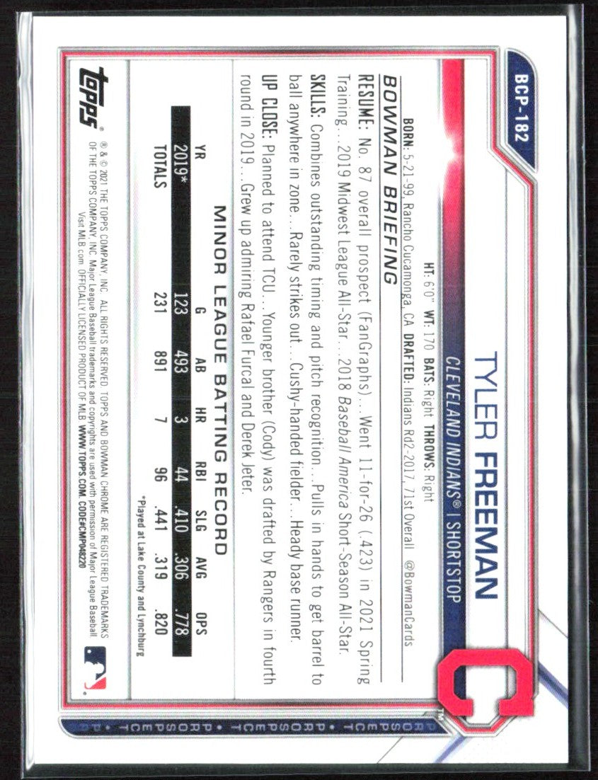 Tyler Freeman 2021 Bowman Chrome Pink Mojo Refractor #BCP-182