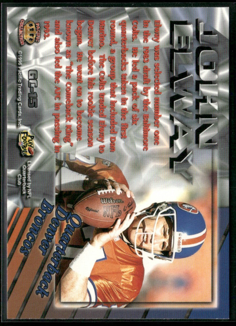 John Elway 1996 Pacific Gems of the Crown #GC-15 Denver Broncos