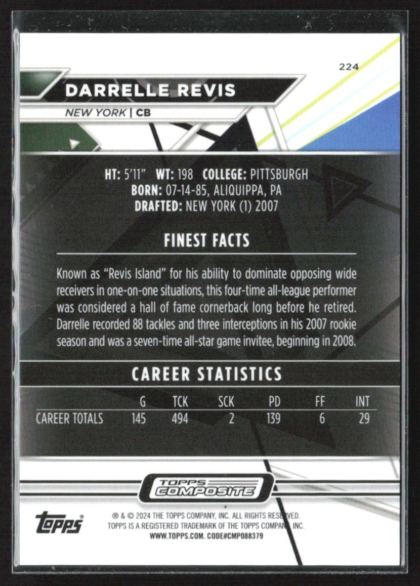 Darrelle Revis 2023 Topps Composite Finest Sky Blue Refractor /250 #224
