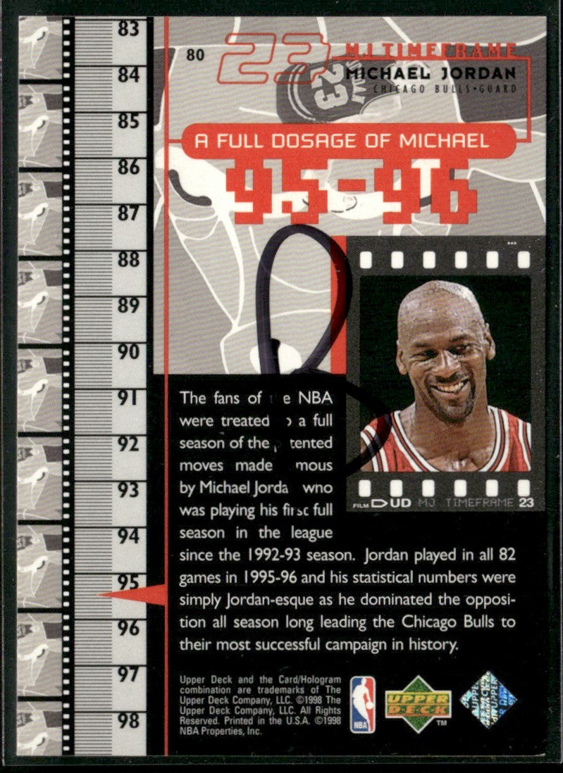 Michael Jordan 1998 Upper Deck MJ TimeFrame #80 Chicago Bulls