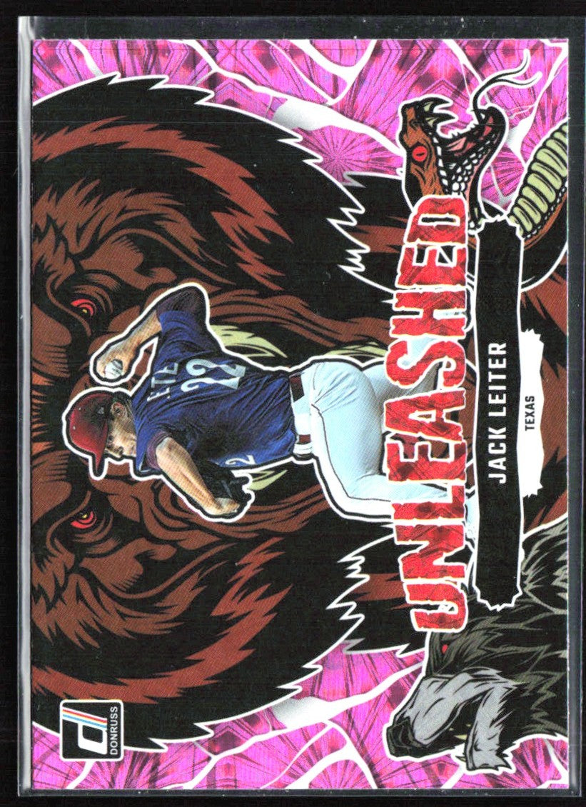Jack Leiter 2023 Panini Donruss Unleashed Pink Fireworks #U6 Texas Rangers