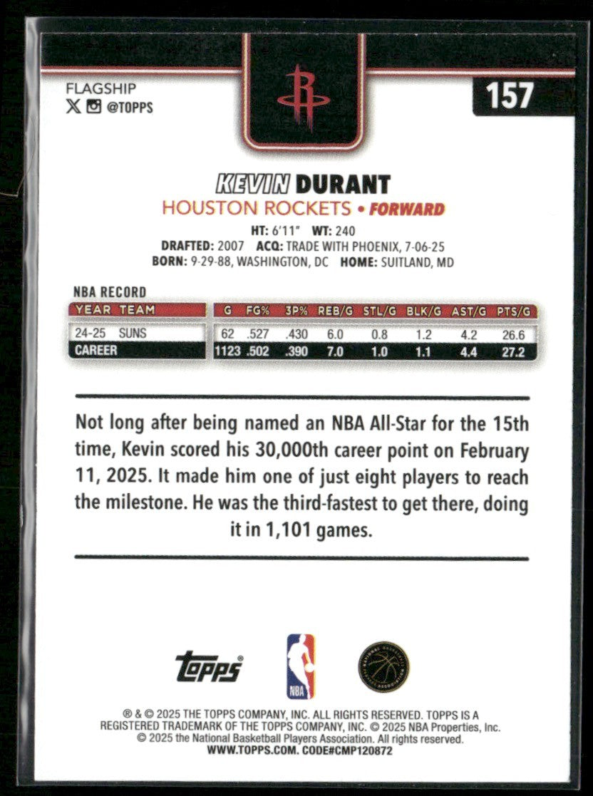 Kevin Durant 2025 Topps Season Tip Off #157 Houston Rockets
