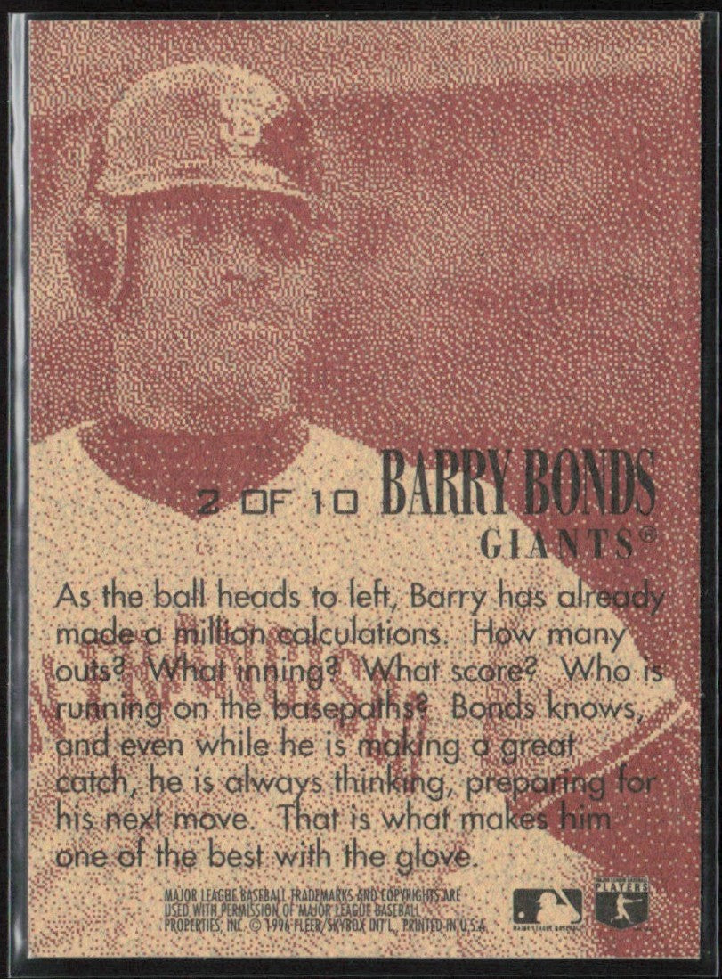Barry Bonds 1996 Fleer E-XL 2000 D-FENSE #2 San Francisco Giants