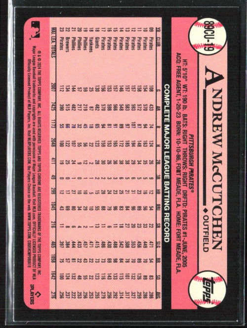 Andrew McCutchen 2024 Topps Chrome 1989 Design #89CU-19 Pittsburgh Pirates