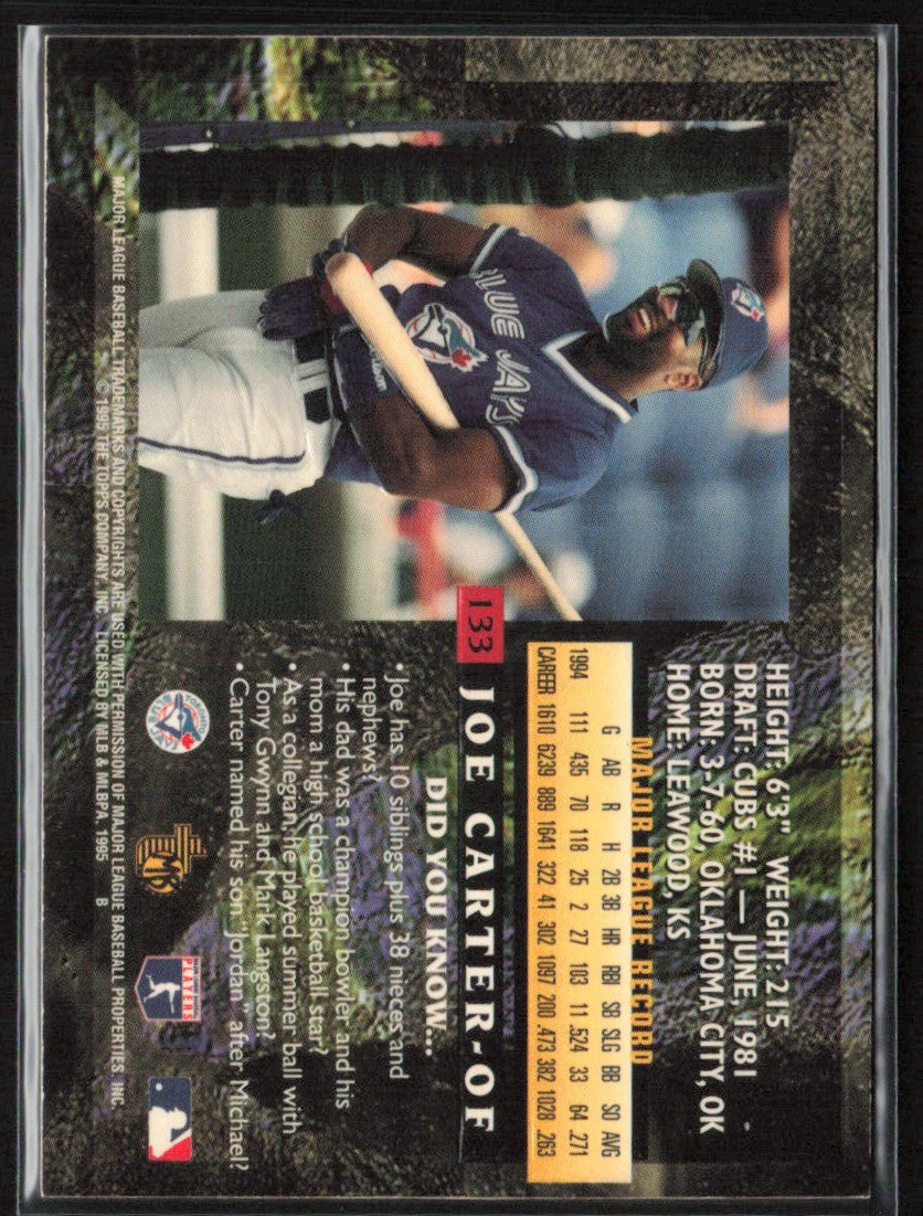 Joe Carter 1995 Topps Embossed Golden Idols #133 Toronto Blue Jays