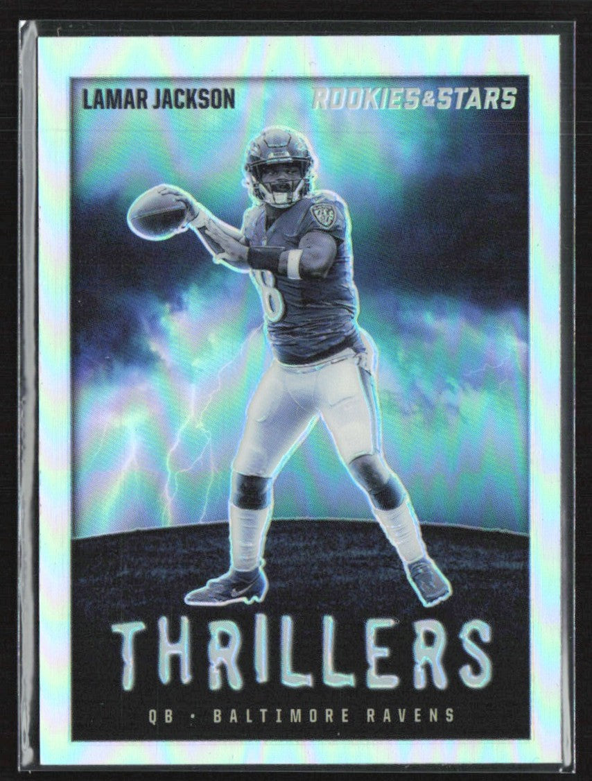 Lamar Jackson 2023 Panini Rookies & Stars Thrillers Silver Prizm #TH-3