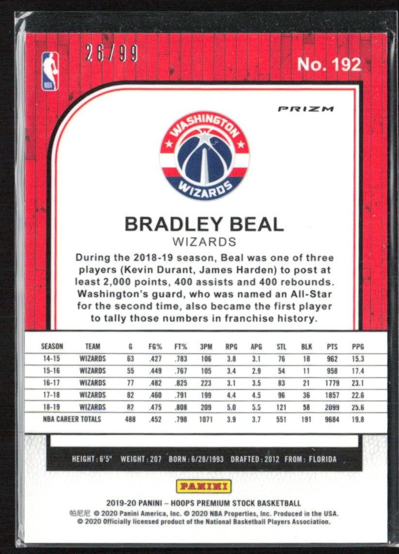 Bradley Beal 2019 Hoops Premium Stock Green Flash Prizm /99 #192