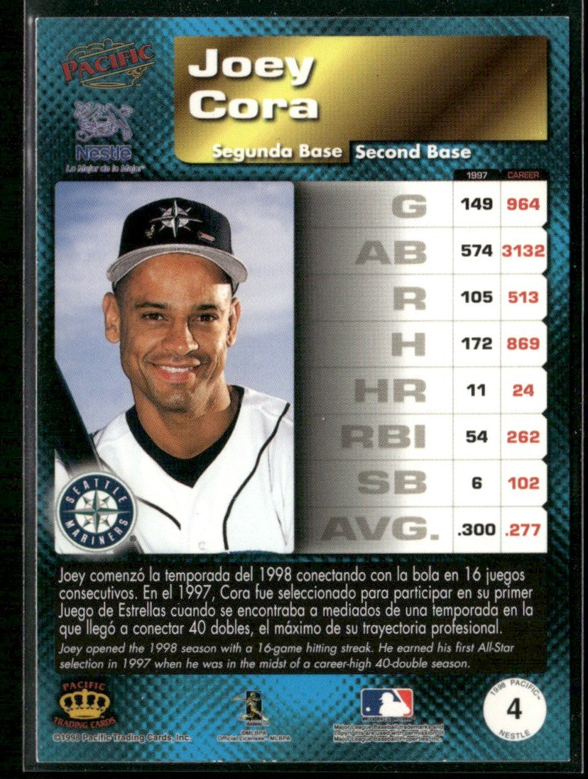 Joey Cora 1998 Pacific Nestle Gold #4 Seattle Mariners