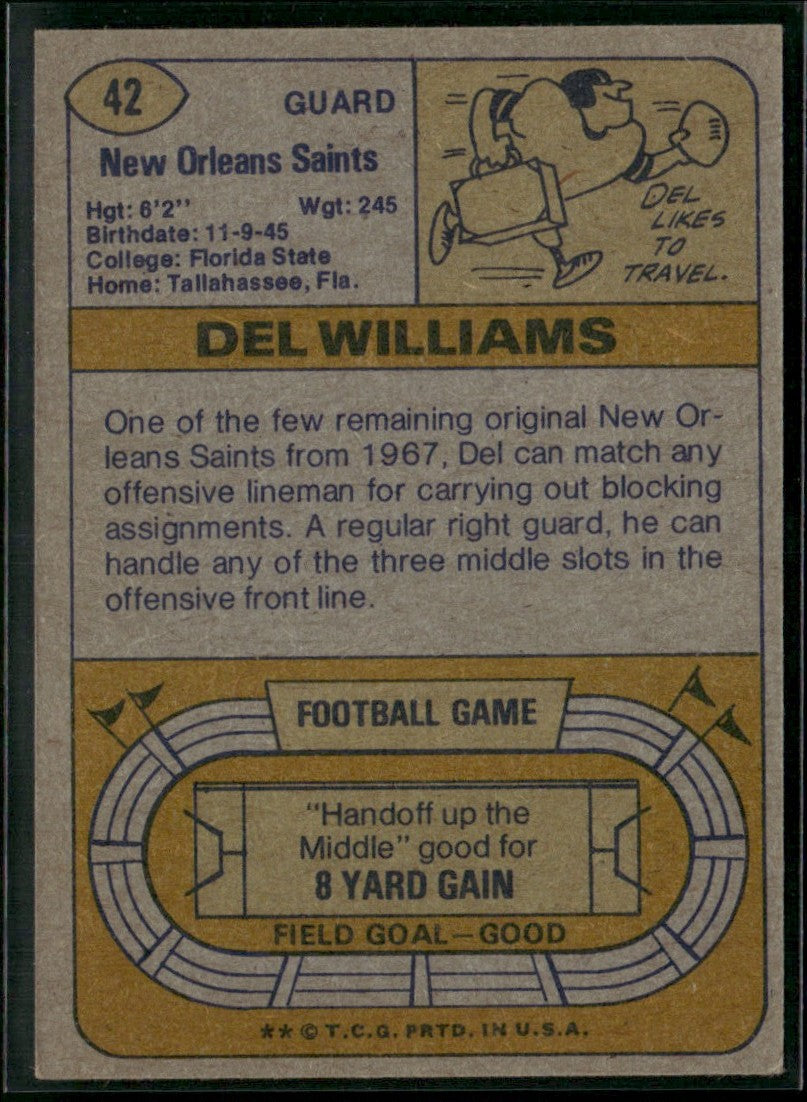 Del Williams 1974 Topps #42 New Orleans Saints