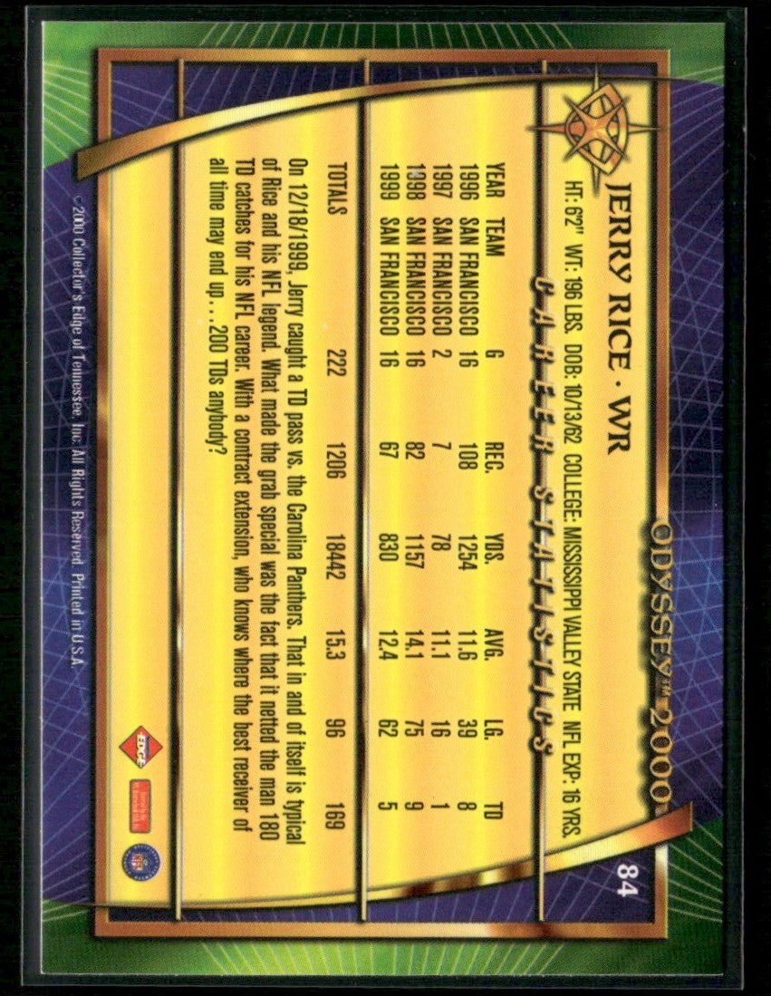 Jerry Rice 2000 Collector's Edge Odyssey #84 San Francisco 49ers