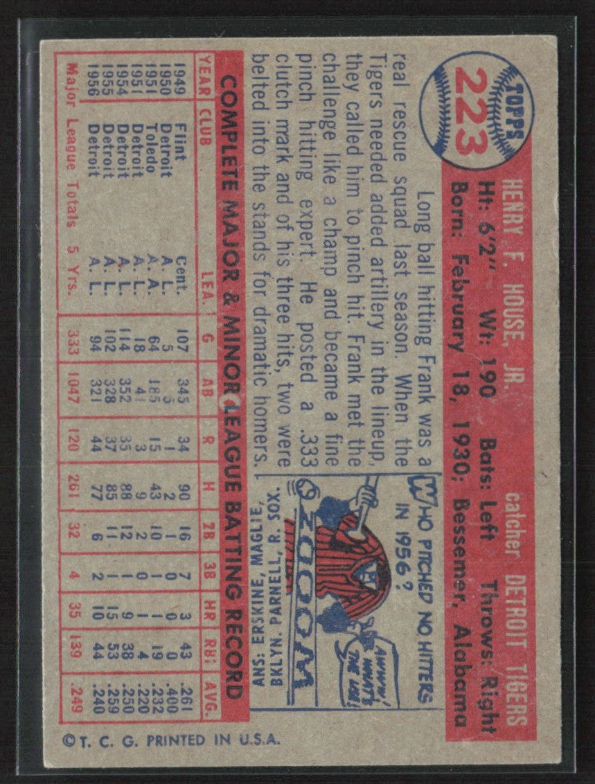 Frank House 1957 Topps #223 Detroit Tigers