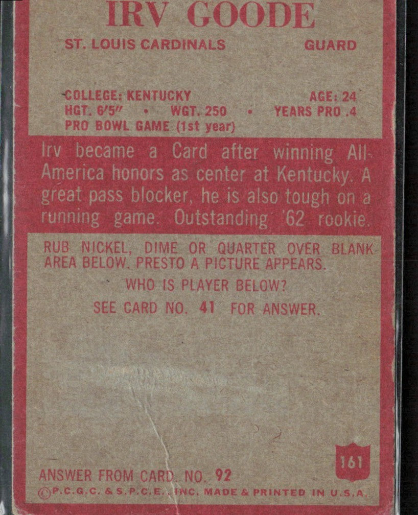 Irv Goode 1965 Philadelphia RC #161 St. Louis Cardinals