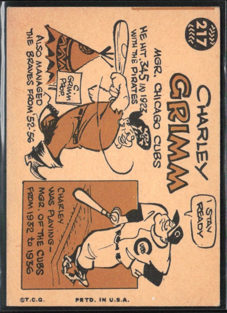 Charley Grimm 1960 Topps #217.0 Chicago Cubs