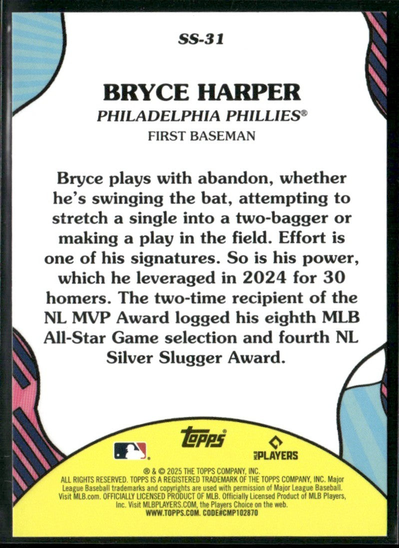 Bryce Harper 2025 Topps Summer Superstars #SS-31 Philadelphia Phillies