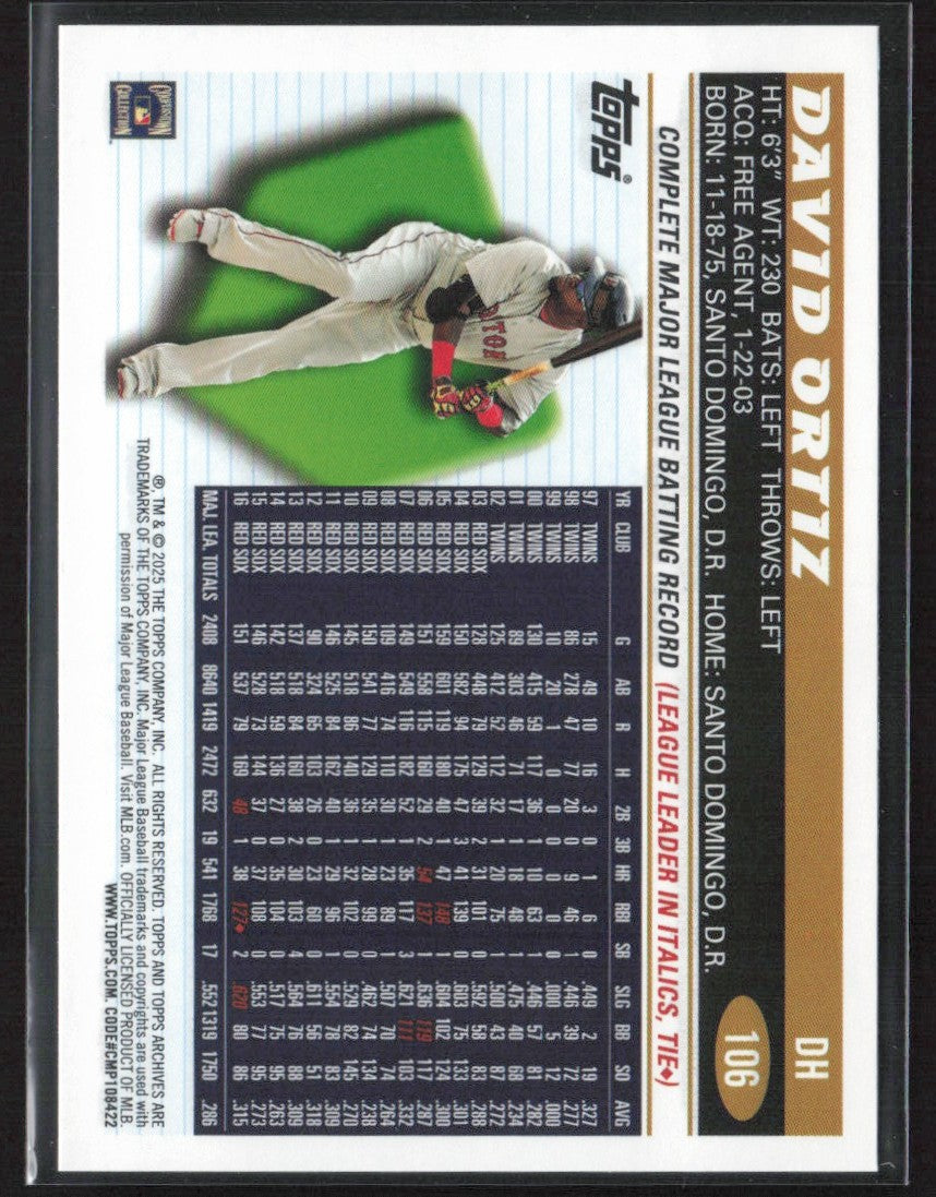 David Ortiz 2025 Topps Archives 1996 Black Foilboard #106 Boston Red Sox