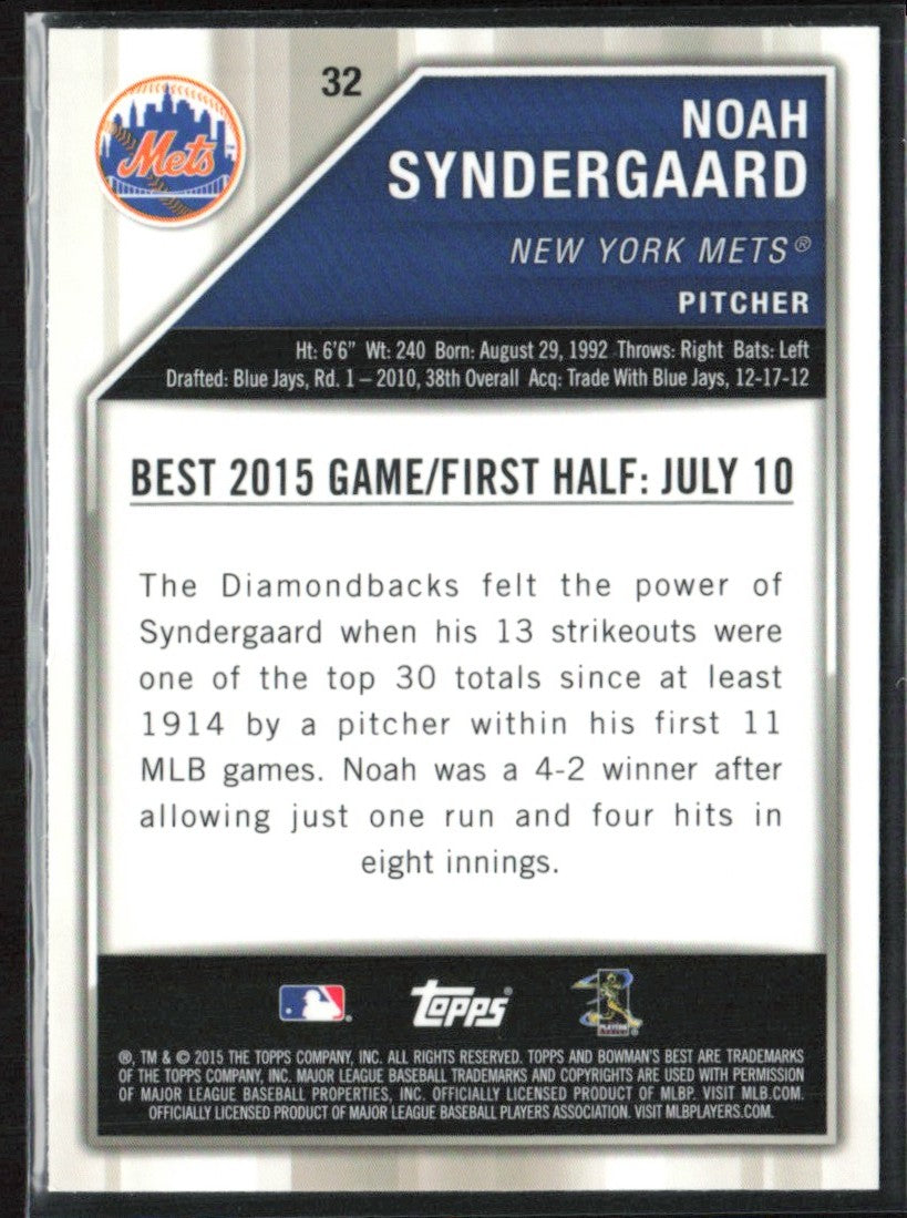 Noah Syndergaard 2015 Bowman's Best Refractor RC #32 New York Mets