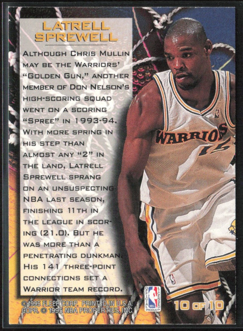 Latrell Sprewell 1995 Fleer Sharp Shooter #10 Golden State Warriors