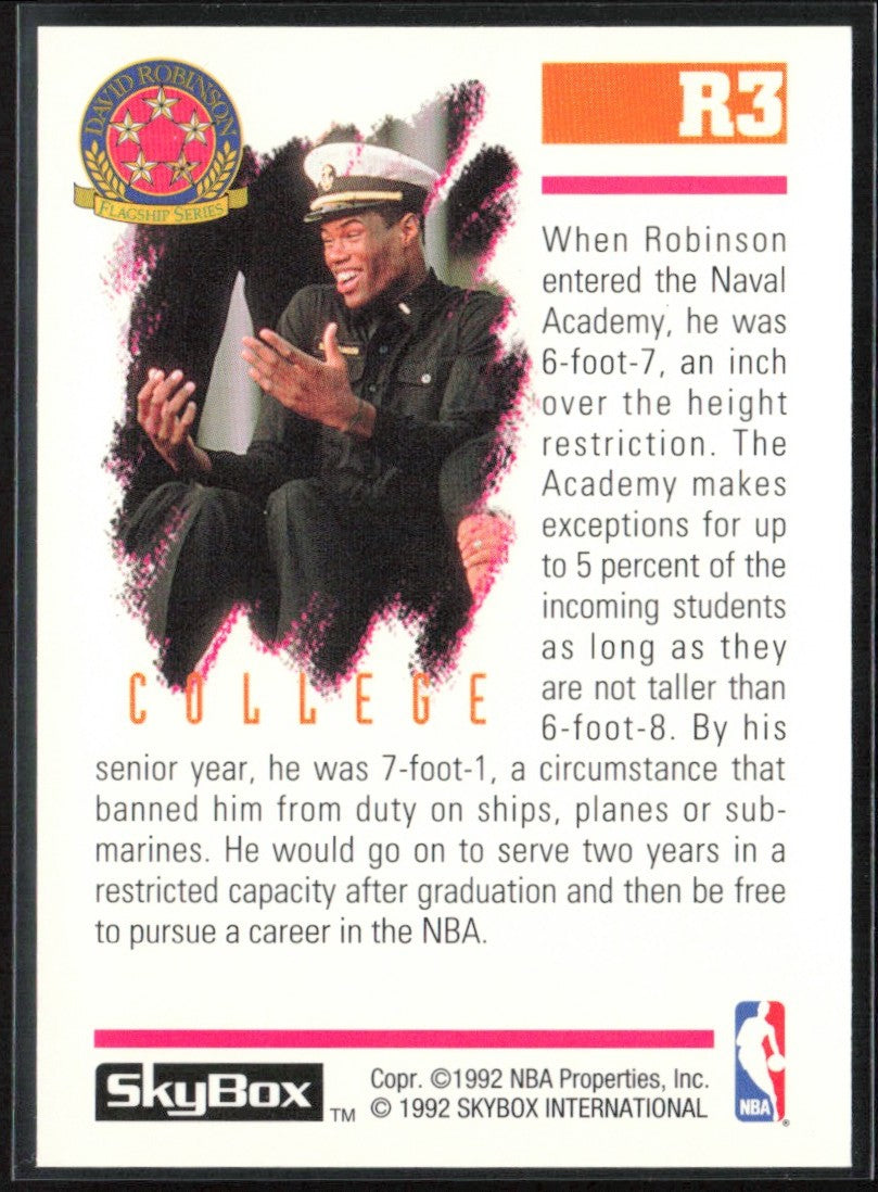 David Robinson 1992 SkyBox David Robinson Flagship Series College #R3 Navy