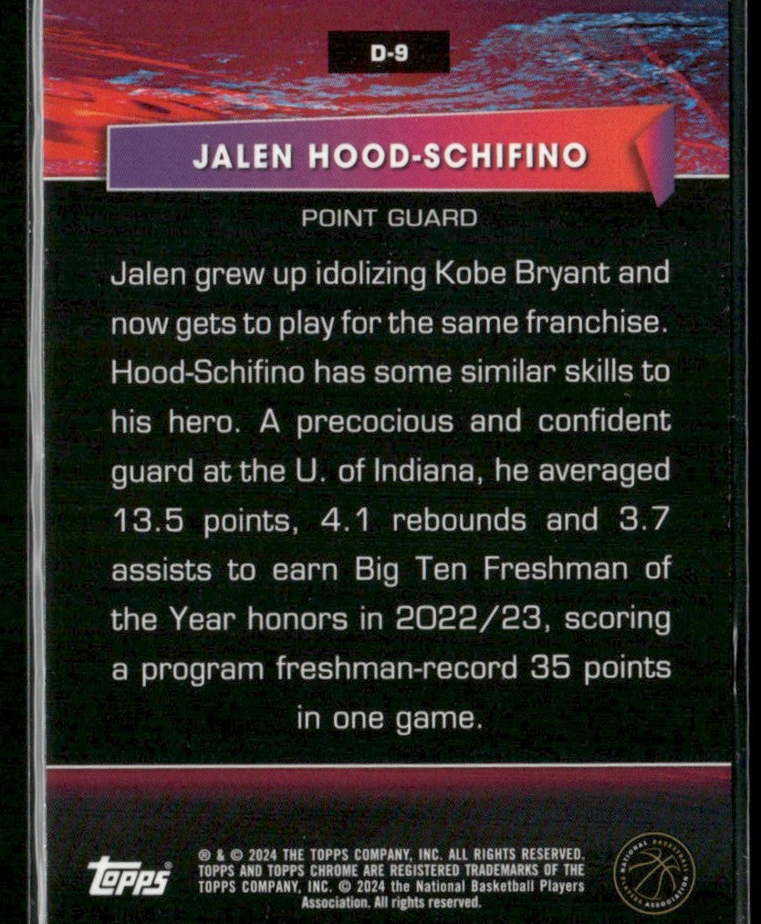 Jalen Hood-Schifino 2023 Topps Chrome Destiny Green  Refractor RC /99 #D-9