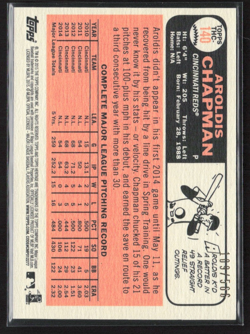Aroldis Chapman 2015 Topps Heritage Chrome Refractor /566 #THC-140