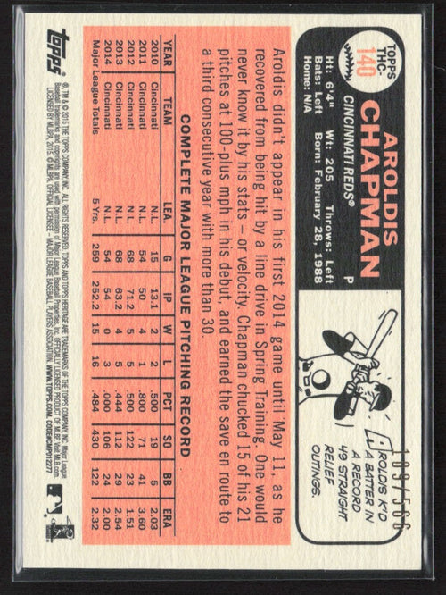 Aroldis Chapman 2015 Topps Heritage Chrome Refractor /566 #THC-140