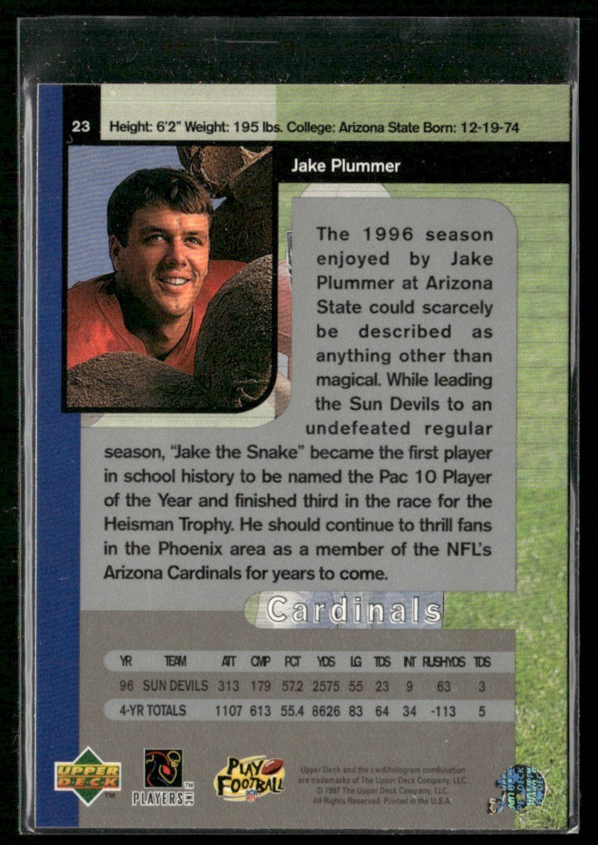 Jake Plummer 1997 SP Authentic RC #23 Arizona Cardinals