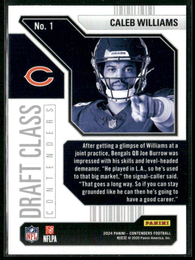 Caleb Williams 2025 Panini Contenders Draft Class RC #1 Chicago Bears