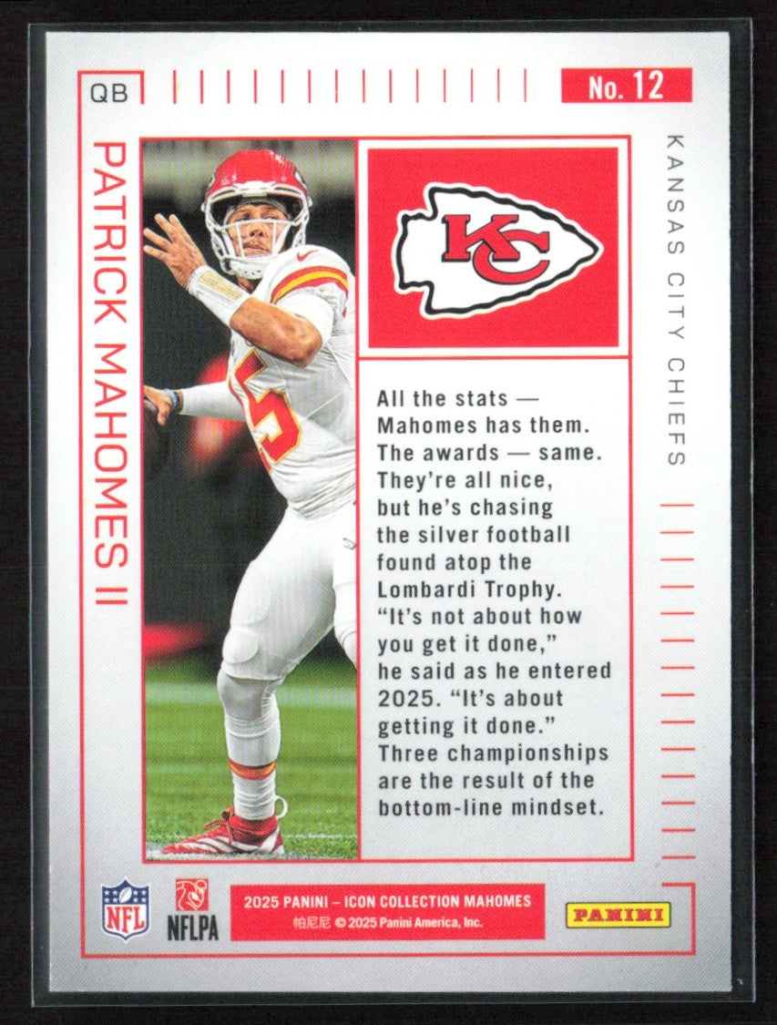Patrick Mahomes II 2025 Panini Icon Collection #12 Kansas City Chiefs