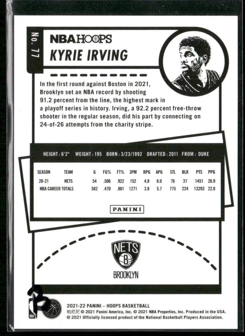 Kyrie Irving 2021 Hoops Silver /199 #77 Brooklyn Nets