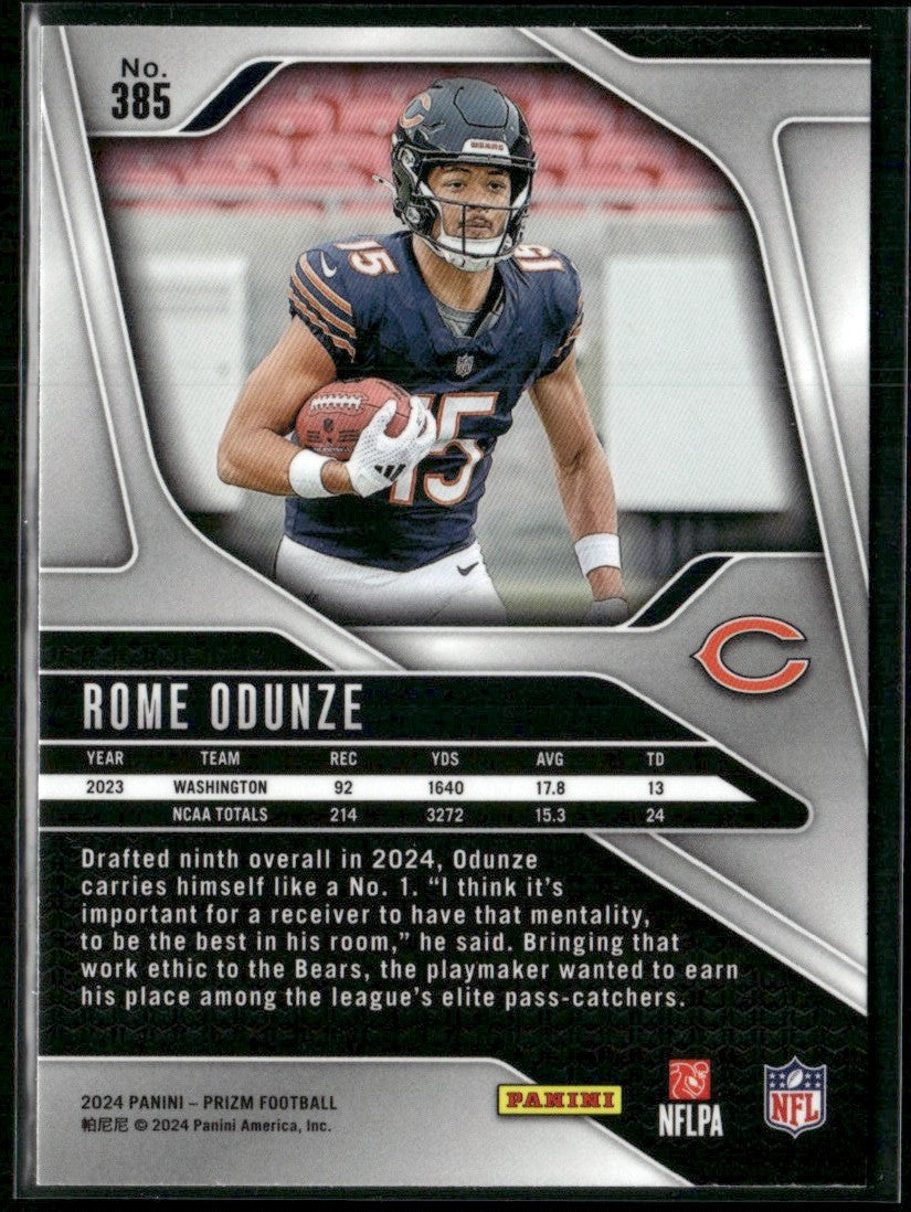 Rome Odunze 2024 Panini Prizm RC #385 Chicago Bears