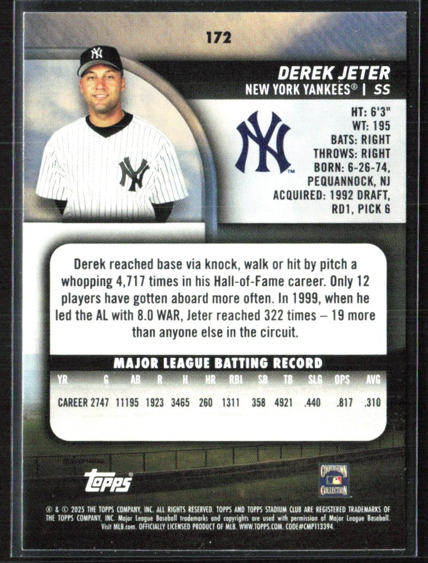 Derek Jeter 2025 Topps Stadium Club #172 New York Yankees