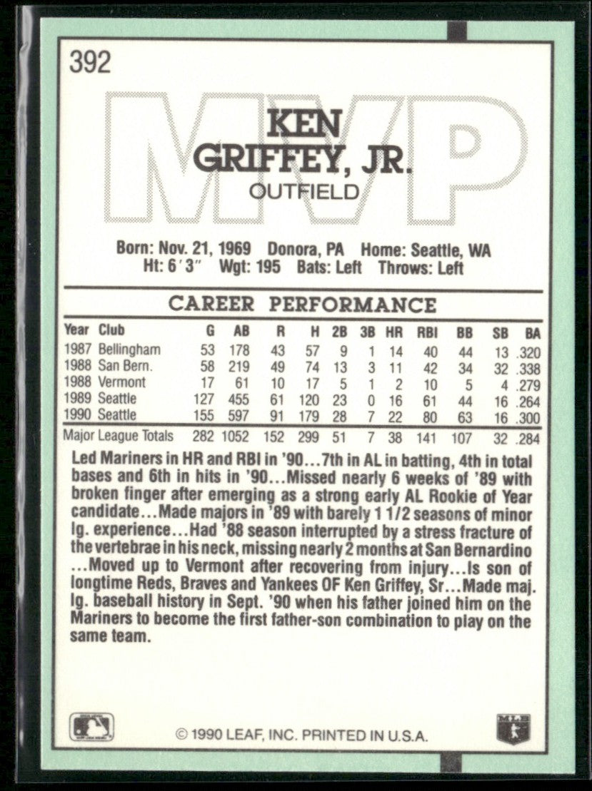 Ken Griffey Jr. 1991 Donruss MVP #392 Seattle Mariners