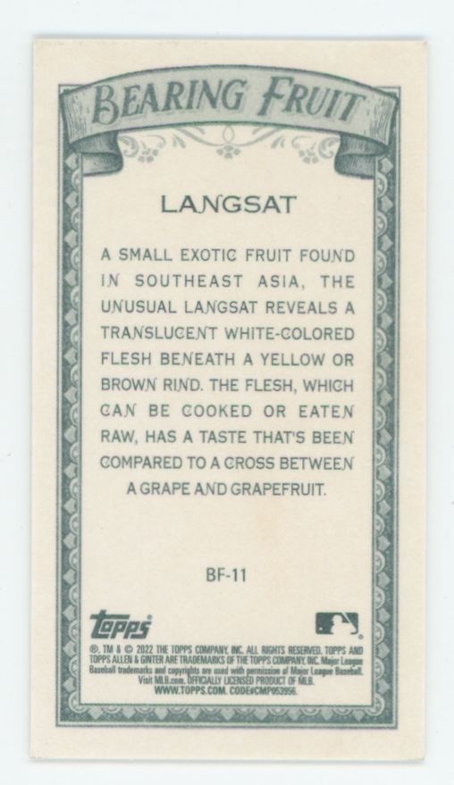 Langsat 2022 Topps Allen & Ginter Mini Bearing Fruit #BF-11