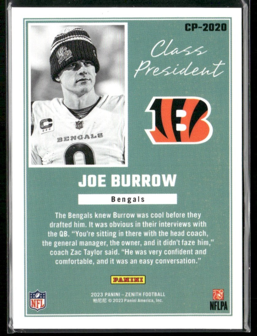 Joe Burrow 2023 Panini Zenith Class President #CP-2020 Cincinnati Bengals