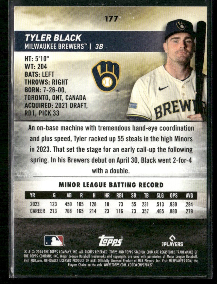 Tyler Black 2024 Topps Stadium Club RC #177 Milwaukee Brewers