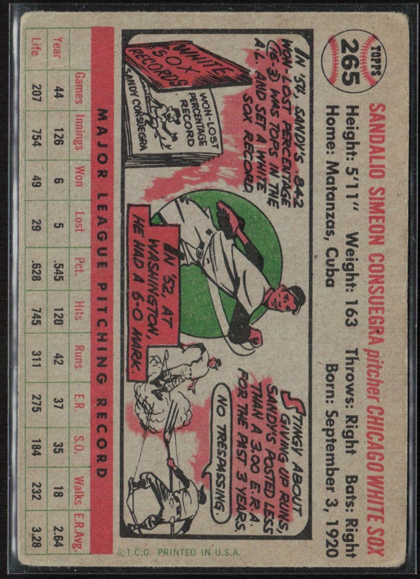 Sandy Consuegra 1956 Topps #265 Chicago White Sox