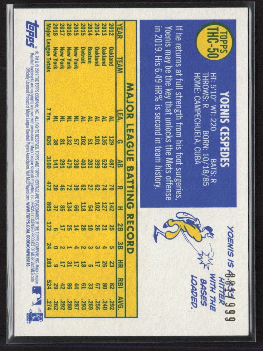 Yoenis Cespedes 2019 Topps Heritage Chrome /999 #THC-50 New York Mets