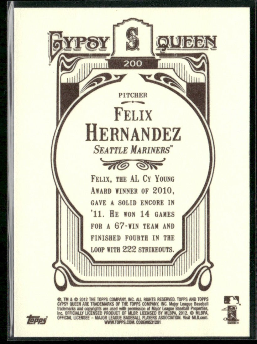 Felix Hernandez 2012 Topps Gypsy Queen #200 Seattle Mariners