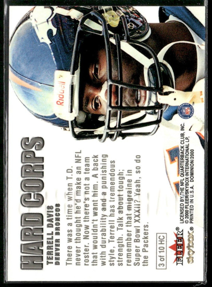 Terrell Davis 2000 Skybox Dominion Hard Corps #3HC Denver Broncos