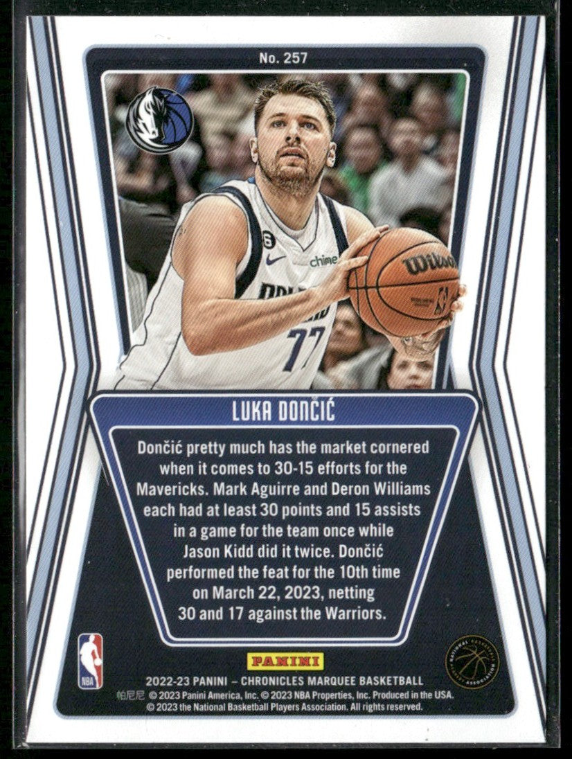 Luka Doncic 2022 Panini Chronicles Marquee #257 Dallas Mavericks