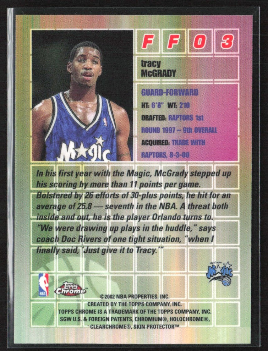 Tracy McGrady 2001 Topps Chrome Fast and Furious #FF03 Orlando Magic